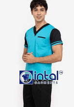 INTAL SCRUBSUIT 01D JOGGER 4 Pocket Pants High Quality Classic V-Neck Unisex Scrubs - AQUA BLUE - BLACK