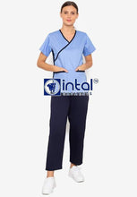 INTAL SCRUBSUIT 13 CARGO 6-Pocket Pants Premium Quality Mock Wrap Unisex Scrubs Powder-Midnight Blue