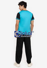 INTAL SCRUBSUIT 01D JOGGER 4 Pocket Pants High Quality Classic V-Neck Unisex Scrubs - AQUA BLUE - BLACK