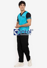 INTAL SCRUBSUIT 01D JOGGER 4 Pocket Pants High Quality Classic V-Neck Unisex Scrubs - AQUA BLUE - BLACK