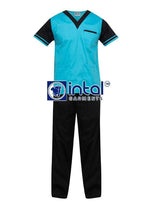 INTAL SCRUBSUIT 01D JOGGER 4 Pocket Pants High Quality Classic V-Neck Unisex Scrubs - AQUA BLUE - BLACK