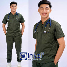 INTAL SCRUBSUIT 046 Elite MAHUSAY Chino Collar Vest Tapered Zipper Lap 6Pocket Quality Scrubs