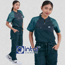 INTAL SCRUBSUIT 075 PRIMO EMPATHY Zip-Up Chino Collar Shoulder Combi 8-Pocket Cargo Stylish Pants