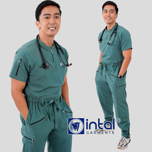 INTAL SCRUBSUIT 081 ELITE PRO MATATAG Ultrafine Elegant Fabric Zip-Up Chino Collar 8-Pocket Cargo Tapered