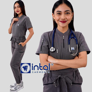 INTAL SCRUBSUIT 081 ELITE PRO MATATAG Ultrafine Elegant Fabric Zip-Up Chino Collar 8-Pocket Cargo Tapered