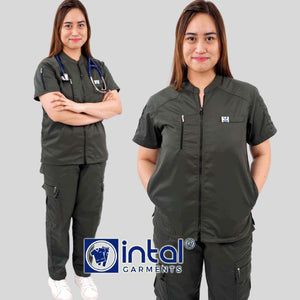 INTAL SCRUBSUIT 058 ALTA MABUTI Chino Collar Full Zipper Front Quality Cargo 8-Pockets Belt Loop