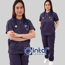 INTAL SCRUBSUIT 063 ALTA COMPASSIONATE Chino Collar Nurse Shoulder Button Cargo 8-Pockets Belt Loop