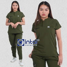 INTAL SCRUBSUIT 084 ELITE PRO MAALAGA Elegant Stretchfine Fabric Continuous Sleeves Cargo Tapered Zipper