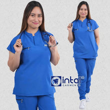 INTAL SCRUBSUIT 084 ELITE PRO MAALAGA Elegant Stretchfine Fabric Continuous Sleeves Cargo Tapered Zipper