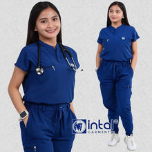 INTAL SCRUBSUIT 084 ELITE PRO MAALAGA Elegant Stretchfine Fabric Continuous Sleeves Cargo Tapered Zipper