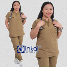 INTAL SCRUBSUIT 084 ELITE PRO MAALAGA Elegant Stretchfine Fabric Continuous Sleeves Cargo Tapered Zipper