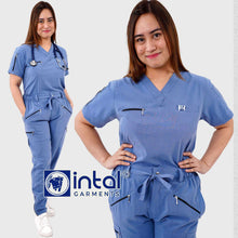 INTAL SCRUBSUIT 082 ELITE PRO MAGALANG Ultrafine Elegant Fabric V-Neck 8-Pocket Cargo Tapered Zippered