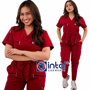 INTAL SCRUBSUIT 082 ELITE PRO MAGALANG Ultrafine Elegant Fabric V-Neck 8-Pocket Cargo Tapered Zippered