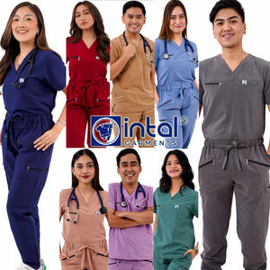 INTAL SCRUBSUIT 082 ELITE PRO MAGALANG Ultrafine Elegant Fabric V-Neck 8-Pocket Cargo Tapered Zippered