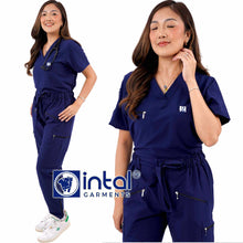 INTAL SCRUBSUIT 082 ELITE PRO MAGALANG Ultrafine Elegant Fabric V-Neck 8-Pocket Cargo Tapered Zippered