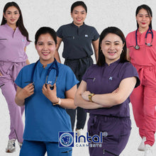 INTAL SCRUBSUIT 084 ELITE PRO MAALAGA Elegant Stretchfine Fabric Continuous Sleeves Cargo Tapered Zipper