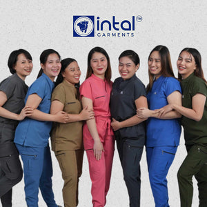 INTAL SCRUBSUIT 084 ELITE PRO MAALAGA Elegant Stretchfine Fabric Continuous Sleeves Cargo Tapered Zipper