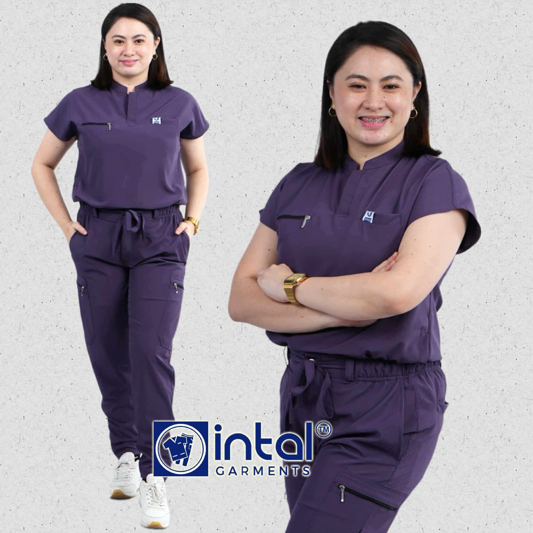 INTAL SCRUBSUIT 084 ELITE PRO MAALAGA Elegant Stretchfine Fabric Continuous Sleeves Cargo Tapered Zipper