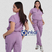 INTAL SCRUBSUIT 084 ELITE PRO MAALAGA Elegant Stretchfine Fabric Continuous Sleeves Cargo Tapered Zipper