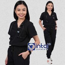 INTAL SCRUBSUIT 087 ELITE PRO MAPAGMAHAL 2.0 Elegant V-Neck Stretchfine Fabric Cargo Ribbed