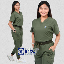 INTAL SCRUBSUIT 087 ELITE PRO MAPAGMAHAL 2.0 Elegant V-Neck Stretchfine Fabric Cargo Ribbed