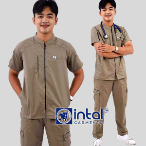 INTAL SCRUBSUIT 058 ALTA MABUTI Chino Collar Full Zipper Front Quality Cargo 8-Pockets Belt Loop