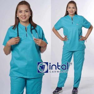 INTAL SCRUBSUIT 028 Elite MAPAGMALASAKIT Zip-Up Chino Collar Cargo 6 - Pocket Unisex Quality Scrubs