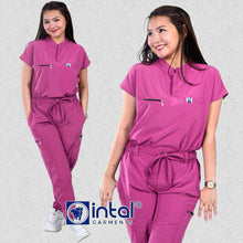 INTAL SCRUBSUIT 084 ELITE PRO MAALAGA Elegant Stretchfine Fabric Continuous Sleeves Cargo Tapered Zipper