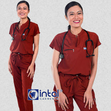 INTAL SCRUBSUIT 084 ELITE PRO MAALAGA Elegant Stretchfine Fabric Continuous Sleeves Cargo Tapered Zipper