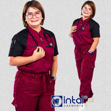 INTAL SCRUBSUIT 075 PRIMO EMPATHY Zip-Up Chino Collar Shoulder Combi 8-Pocket Cargo Stylish Pants
