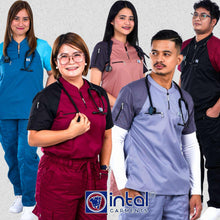 INTAL SCRUBSUIT 075 PRIMO EMPATHY Zip-Up Chino Collar Shoulder Combi 8-Pocket Cargo Stylish Pants