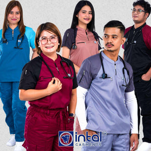 INTAL SCRUBSUIT 075 PRIMO EMPATHY Zip-Up Chino Collar Shoulder Combi 8-Pocket Cargo Stylish Pants