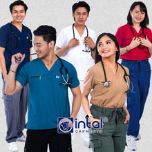INTAL SCRUBSUIT 080 ELITE PRO RESILIENT V-Neck Duo Tone 4-Way Stretchfine Fab Smartfit 11-Pock Cargo