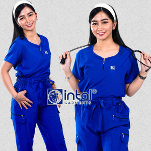 INTAL SCRUBSUIT 089 ELITE PRO VALORHEART Zip-Up Neck 4-Way Stretchfine Fab Smartfit Cargo 11-Pocket