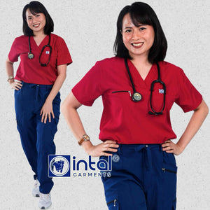 INTAL SCRUBSUIT 080 ELITE PRO RESILIENT V-Neck Duo Tone 4-Way Stretchfine Fab Smartfit 11-Pock Cargo