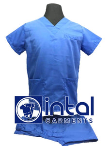 SCRUB SUITS High Quality SS_01A Polycotton by INTAL GARMENTS Color Azure Blue