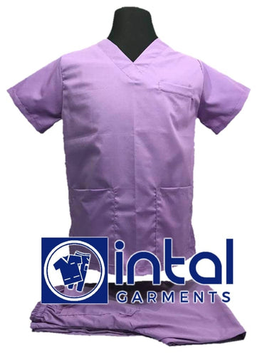 INTAL SCRUBSUIT 01A HIGH QUALITY Classic V-Neck Regular 4 Pocket Pants Unisex Scrubs - LILAC