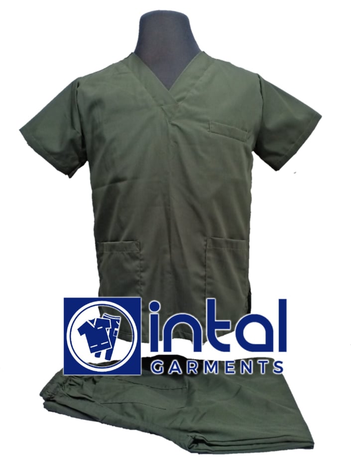 SCRUB SUITS High Quality SS_01A Polycotton by INTAL GARMENTS Color Military Green