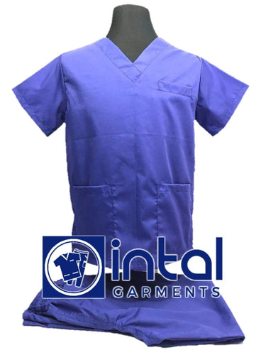 INTAL SCRUBSUIT 01A HIGH QUALITY Classic V-Neck Regular 4 Pocket Pants Unisex Scrubs - PERSIAN BLUE