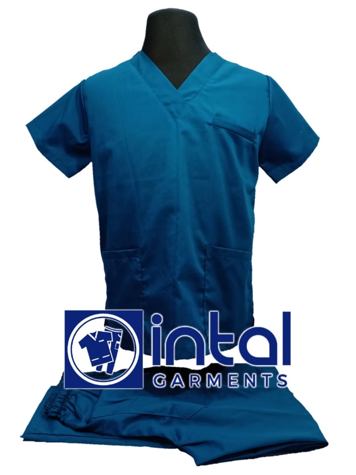 SCRUB SUITS High Quality SS_01A Polycotton by INTAL GARMENTS Color Teal Blue