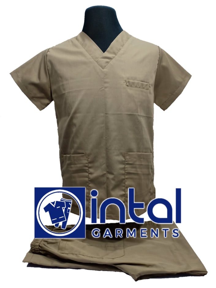 SCRUB SUITS High Quality SS_01A Polycotton by INTAL GARMENTS Color Tortilla Brown