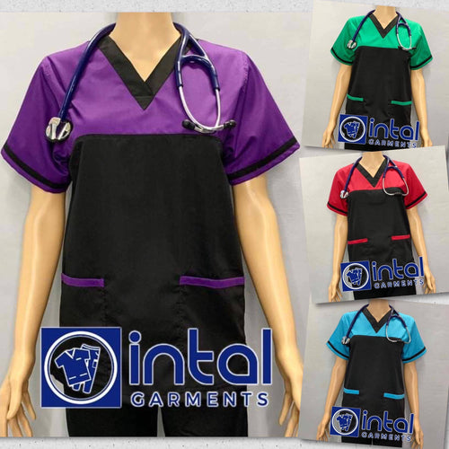 INTAL SCRUBSUIT 03D HIGH QUALITY Tricolor V-Neck Regular 4 Pocket Pants Unisex Scrubs