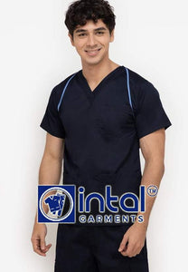 Scrub Suit High Quality Medical Doctor Nurse Scrubsuit Jogger 4 Pocket Pants Unisex Scrubs 05C Midnight Powder Blue
