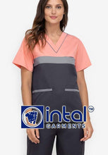 Scrub Suit High Quality Medical Doctor Nurse Scrubsuit Regular/Jogger 4 Pocket Pants or Cargo 6 Pocket Pants Unisex Scrubs 03B Charcoal Grey-Peach