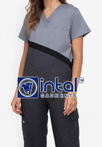 Scrub Suit High Quality Medical Doctor Nurse Scrubsuit Cargo 6 Pocket Pants Unisex Scrubs 15A Charcoal Light Grey