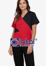 Scrub Suit High Quality Medical Doctor Nurse Scrubsuit Regular 4 Pocket Pants Unisex Scrubs 11 Red-Black