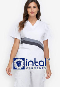 Scrub Suit High Quality Medical Doctor Nurse Scrubsuit Cargo 6 Pocket Pants Unisex Scrubs 15B White