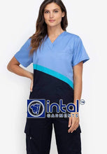 Scrub Suit High Quality Medical Doctor Nurse Scrubsuit Cargo 6 Pocket Pants Unisex Scrubs 15A Midnight Powder Blue