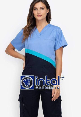 Scrub Suit High Quality Medical Doctor Nurse Scrubsuit Cargo 6 Pocket Pants Unisex Scrubs 15A Midnight Powder Blue