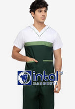 Scrub Suit High Quality Medical Doctor Nurse Scrubsuit Regular/Jogger 4 Pocket Pants or Cargo 6 Pocket Pants Unisex Scrubs 03B Forest Green-White